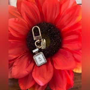 New Rhinestone Perfume Keychain/Purse Charm in White